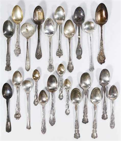 Lot 99: Sterling Silver Spoon Assortment; Including (23) spoons of various sizes in mixed ...