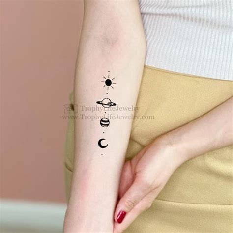 Sun Moon Earth Universe Tiny Tattoos Set of 8 Temporary Tattoos Sun Tattoos Moon Temporary ...