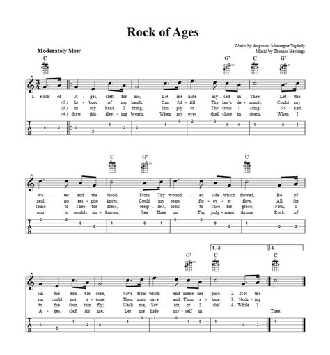 Rock of Ages: Chords, Sheet Music, and Tab for Banjo with Lyrics