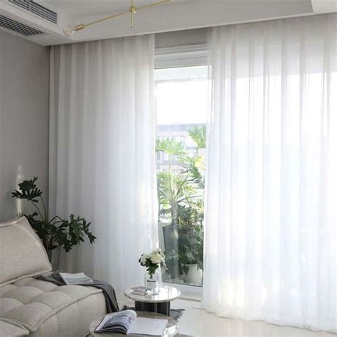 Solid White Sheer Curtain for Bedroom, Living Room, Study