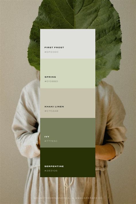 Rooted, organic and serene colour palette inspired by nature 녹색 로고, 색상에 ...