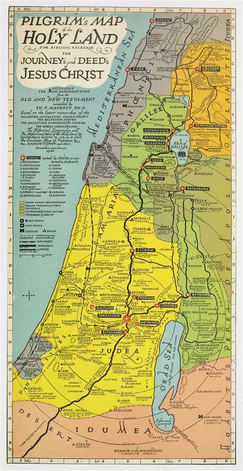 Pilgram's Map of the Holy Land - 1942 | Bible land, Bible mapping, Bible history