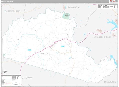 Amelia County, VA Wall Map Premium Style by MarketMAPS - MapSales.com