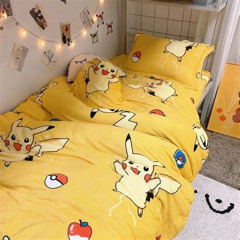 Pokemon Bedding, Pokemon Bedroom, Harajuku Room, Kawaii Harajuku, Study Room Decor, Bedroom ...