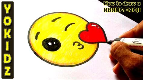 How to draw a KISSING EMOJI