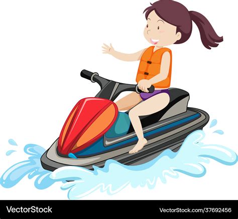 A woman driving jet ski cartoon character Vector Image