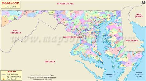 Maryland Zip Code Map, Maryland Postal Code