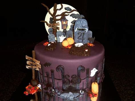 Halloween Spooky Graveyard Cake - Decorated Cake by - CakesDecor