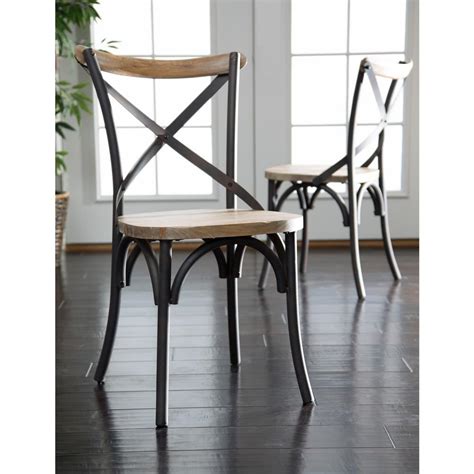 Walker Edison Furniture Company Brown Wood and Metal Dining Chair (Set of 2)-HDWM2MDX - The Home ...