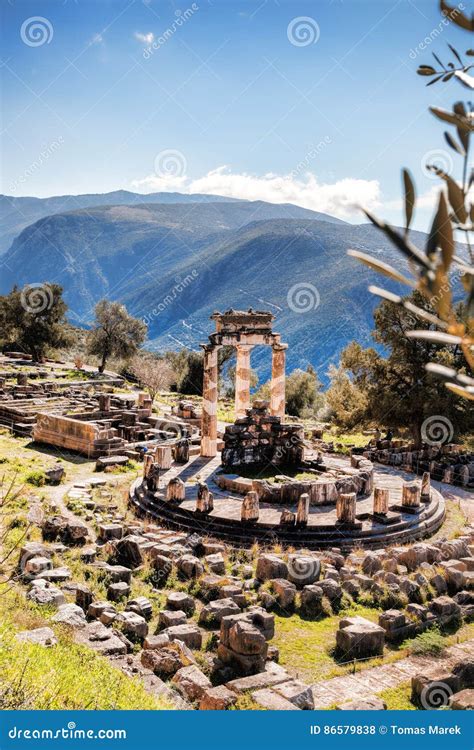 Delphi with Ruins of the Temple in Greece Stock Photo - Image of ...