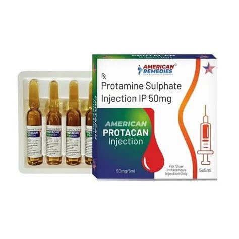 Protamine Sulphate Injection IP (50 mg/5 ml) (Leaflet Inside) at Rs 29. ...