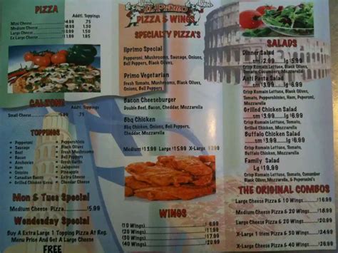 Il Primo Pizza & Wings menu - Urbanspoon/Zomato