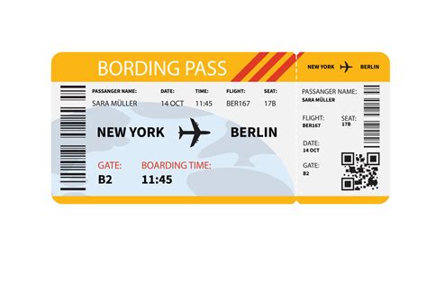 Template of a boarding ticket. Flight from New York to Berlin. 21836444 Vector Art at Vecteezy