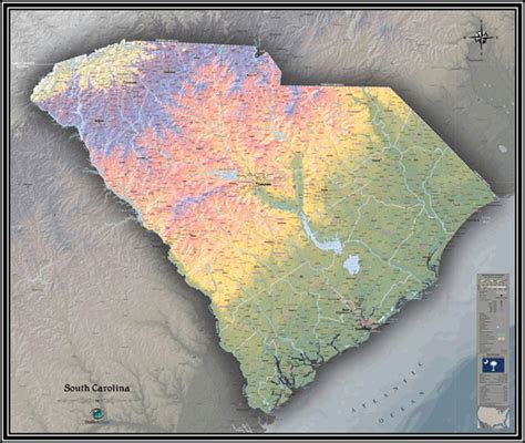 South Carolina Physical Wall Map by Outlook Maps - MapSales