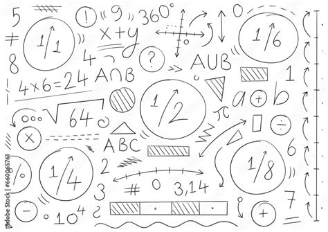 hand drawn education symbols. scribble math symbols. math symbols ...