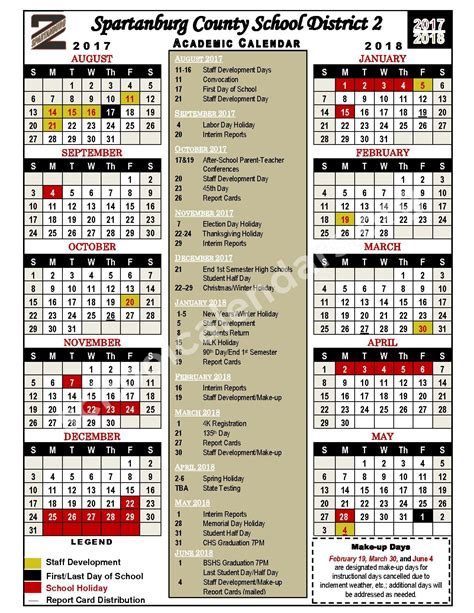 Spartanburg School District 2 Calendars – Chesnee, SC