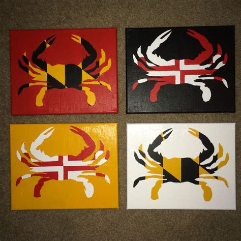 Maryland flag and crabs on canvas Maryland Flag Art, Md State ...