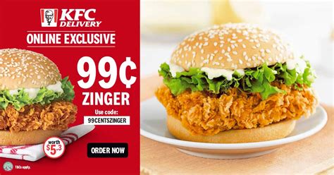 This KFC Delivery Promo Code lets you redeem a Zinger Burger for only $0.99 this August | Great ...