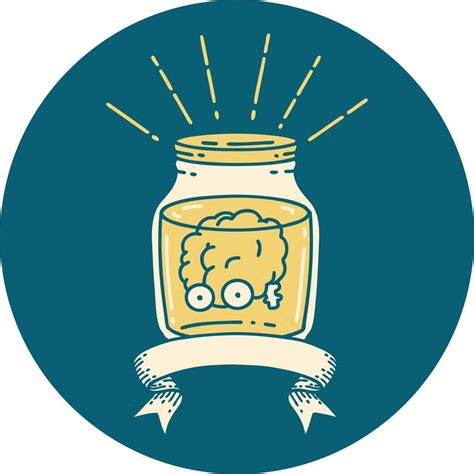 icon of tattoo style brain in jar 12120723 Vector Art at Vecteezy