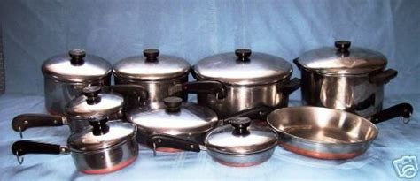 17 pieces of Vintage Revere Ware pots, pans, cookware | #37239240