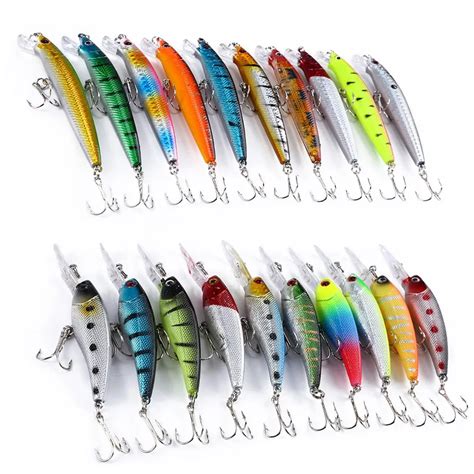 Hot Selling Bright Colors Fishing Lures 20 Pcs 2 Models Mixed Fishing Lure ABS Body with Sharp ...