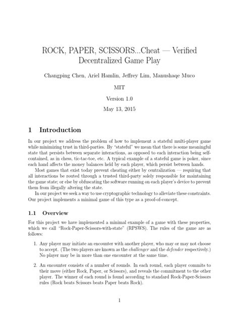 Rock Paper Scissors | PDF