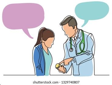 Continuous Line Drawing Doctor Patient Talking Stock Vector (Royalty Free) 1329740807 | Shutterstock