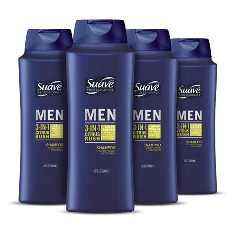 Suave Men 3-in-1 Shampoo Conditioner Body Wash Citrus Rush 28 oz 4 Count - Walmart.com