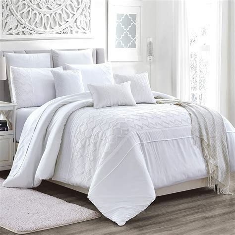 Sapphire Home Luxury 7 Piece King/California-King Comforter Set with Shams Cushions and Throw ...