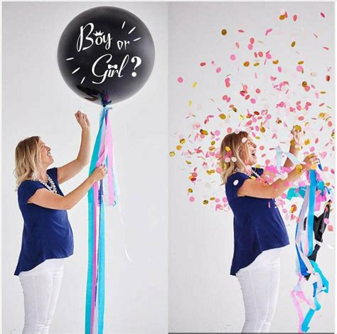 Gender Reveal Balloon Gender Confetti Balloon | 36" Black Reveal ...