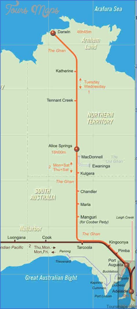 Map of Old Ghan Railway - ToursMaps.com