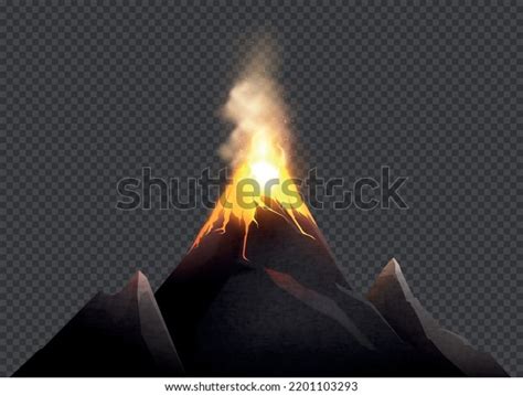 Lava Melted Volcano Realistic Composition Transparent Stock Vector ...