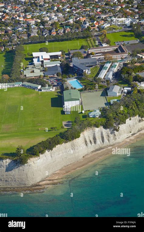 Takapuna Grammar School, Takapuna, Auckland, North Island, New Zealand - aerial Stock Photo - Alamy