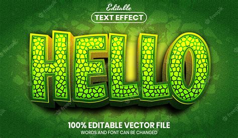 Premium Vector | Hello text, font style editable text effect