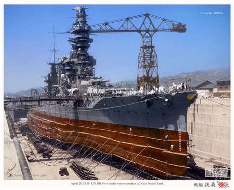 Found a decently colorized picture of IJN Fusou/Fuso in drydock. [1260 ...