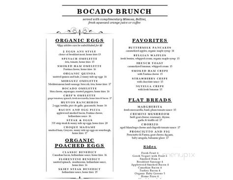 Menu of Bocado Cafe in New York, NY 10128