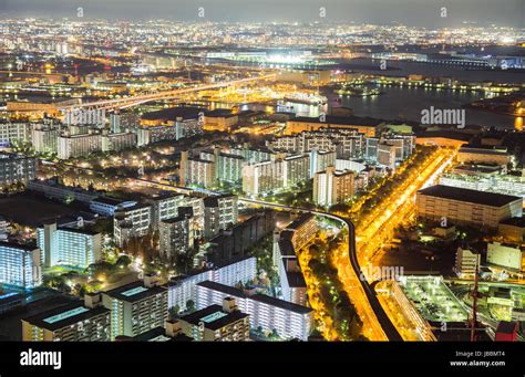 Osaka skyline building at night, Japan Stock Photo - Alamy