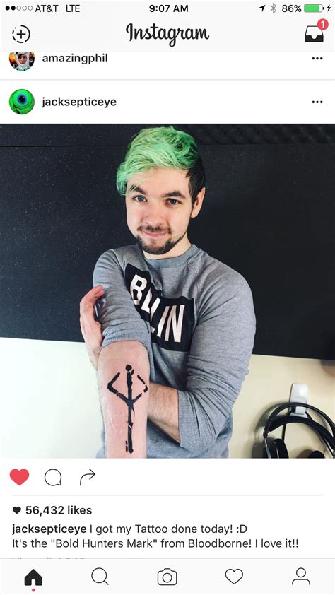 OMG JACK GOT A TATTOO FROM BLOODBORNE | Jacksepticeye tattoo ...