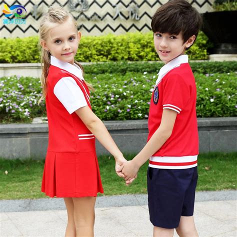 Girls boy Children School Uniform Dresses Toddler Kids England Style Blue White Long Sleeve ...