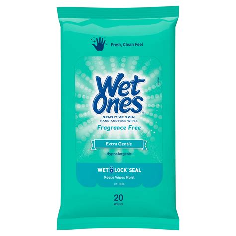 Wet Ones Sensitive Skin Fragrance Free Hand and Face Wipes, 20 count ...