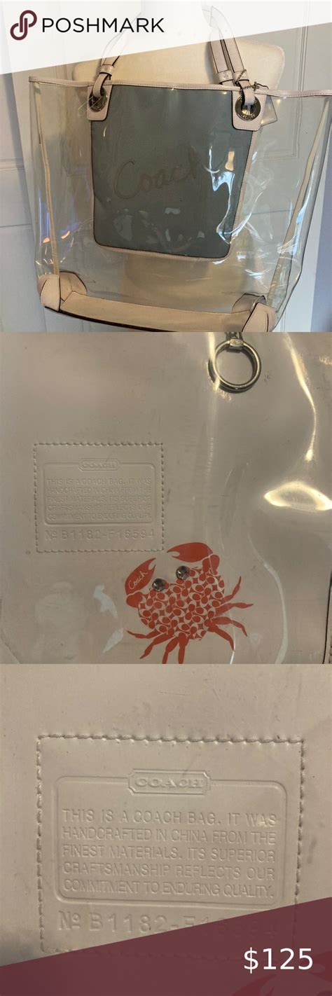 Coach clear tote bag with seahorse, crab and insignia - Gently Used ...