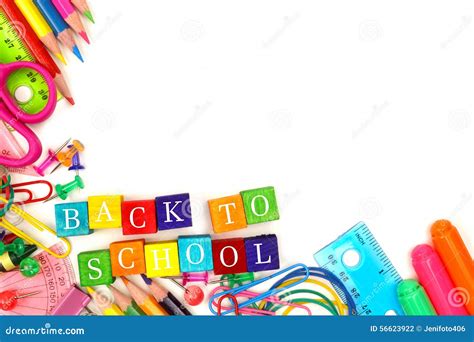 Back To School Wooden Blocks With Corner Border Stock Photography | CartoonDealer.com #56623922