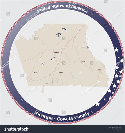 Large and detailed map of Coweta county in - Royalty Free Stock Vector ...