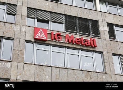 A logo of IG Metal is seen in Stuttgart, Germany on Mai 24, 2021 (Photo ...