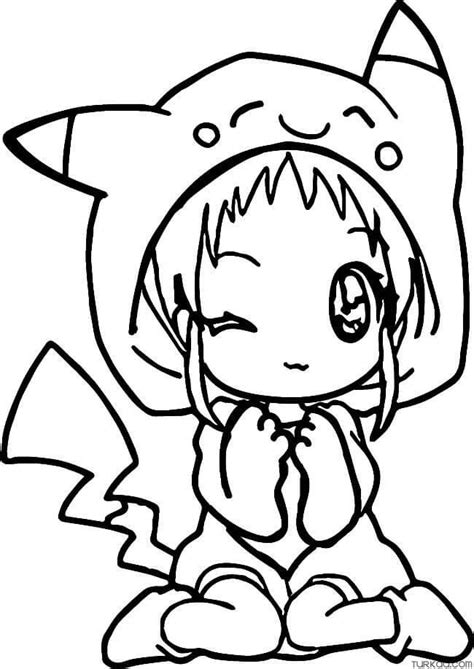 Anime Cute Pikachu Girl Coloring Page » Turkau