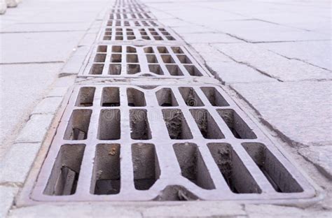 Old Drainage Gutter Cage with Perspective. Industrial, Background ...