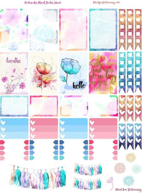 Watercolor Floral Planner Stickers | Happy planner stickers, Happy planner printables, Planner ...