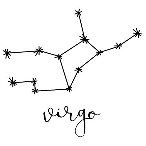 the zodiac sign virgo is drawn in black ink