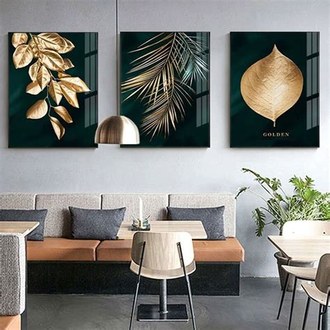 Gold Leaf Canvas Wall Art Golden Leaves Large Wall Art | Etsy