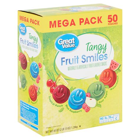 Great Value Tangy Fruit Smiles, 0.9 oz, 50 Count - Walmart.com | Tangy ...